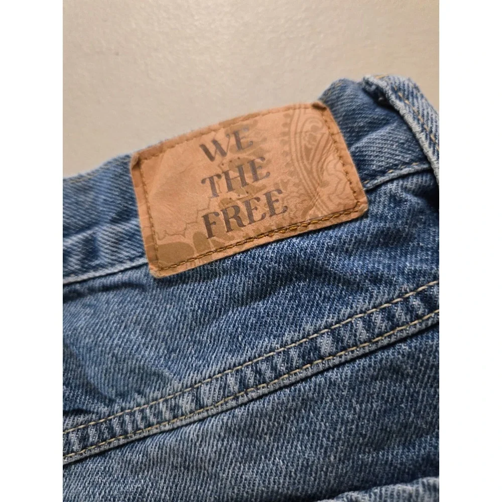 We The Free Ghost Town womens High Rise Long Denim Shorts Blue 27 NWT